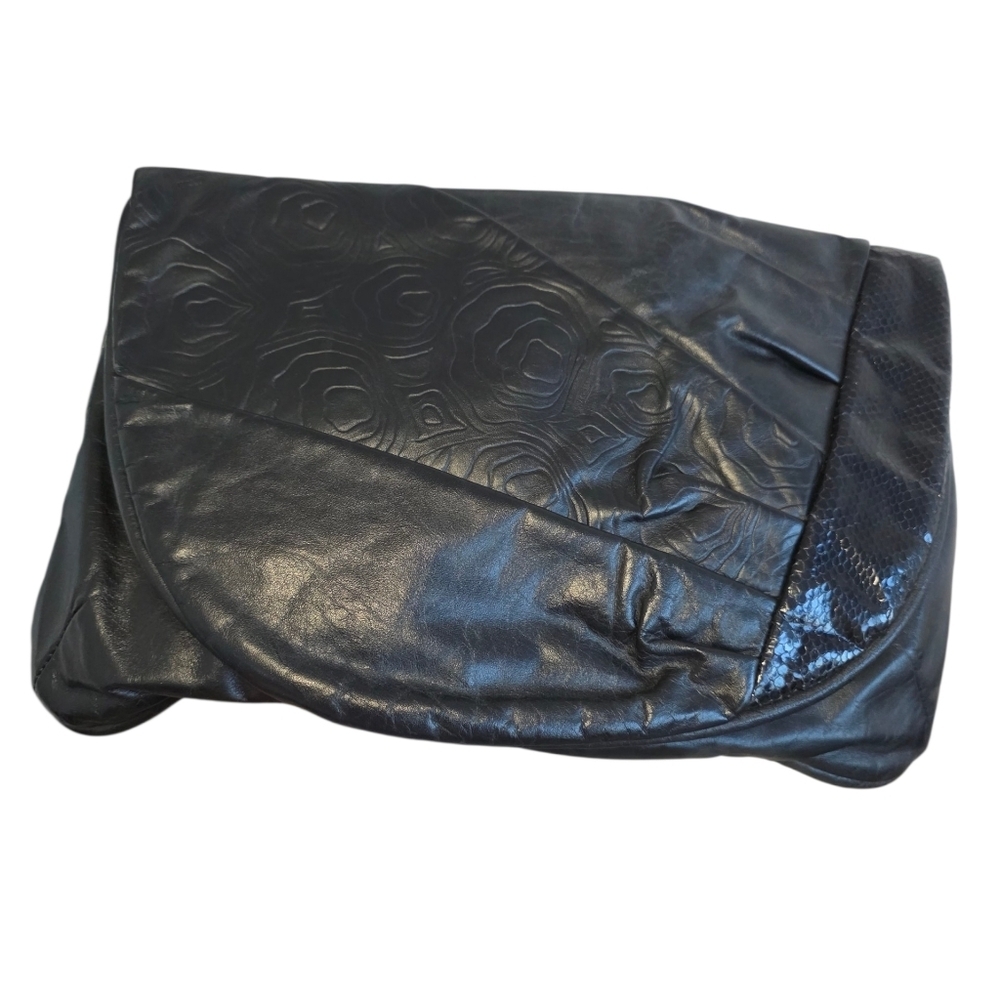 Vintage Atalla Handbags Genuine Leather Black Clutch Bag/Crossbody Bag
